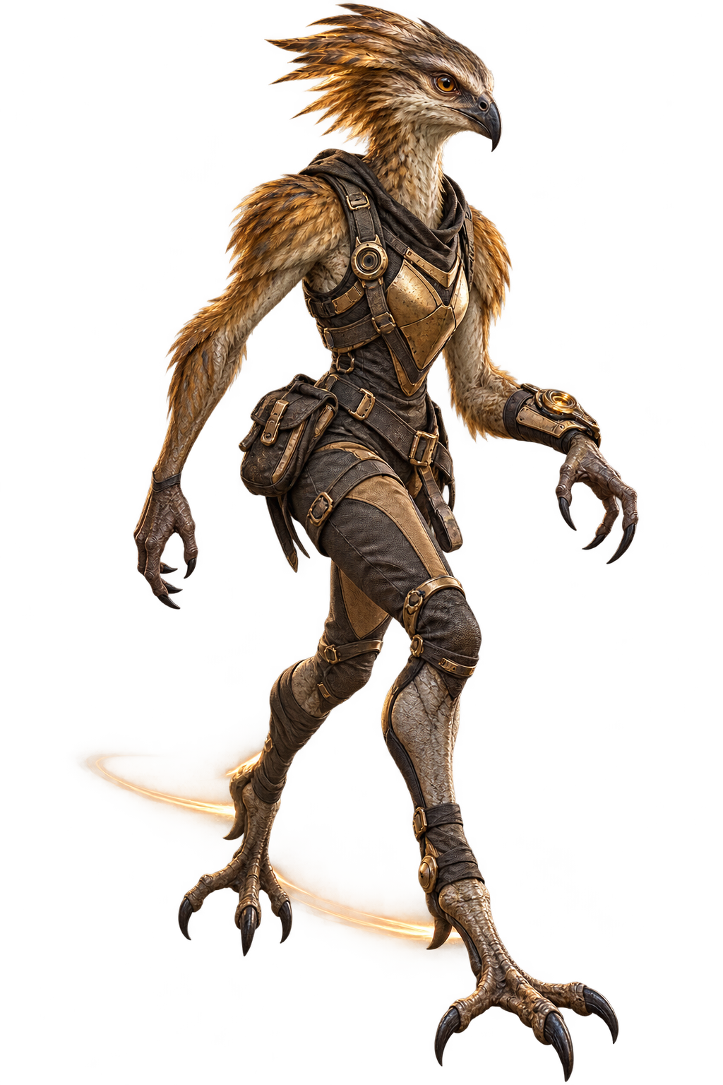 Velari avian commander with light armour and amber trails